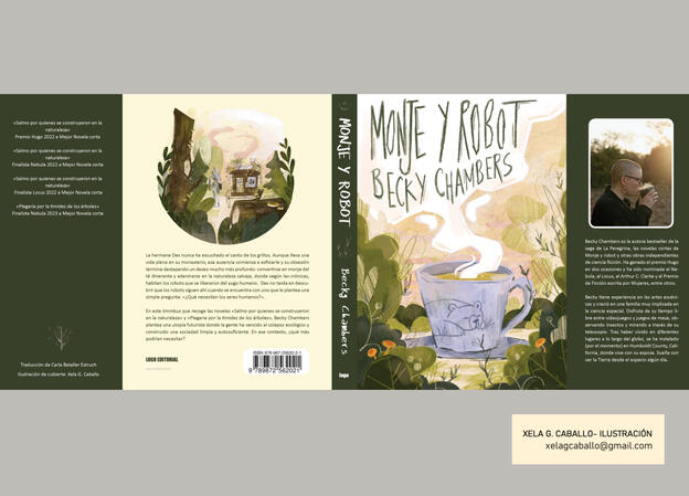 Proxecto persoal para ilustrar Monje y Robot, de Becky Chambers