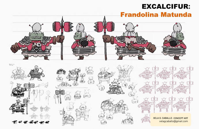 Frandolina Matunda Deseño para a personaxe de Frandolina Matunda, proxecto Excálcifur